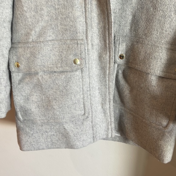 J. CREW $268 GRAY WOOL BLEND FAUX FUR TRIM VAIL PARKA SZ 0 - Picture 5 of 8